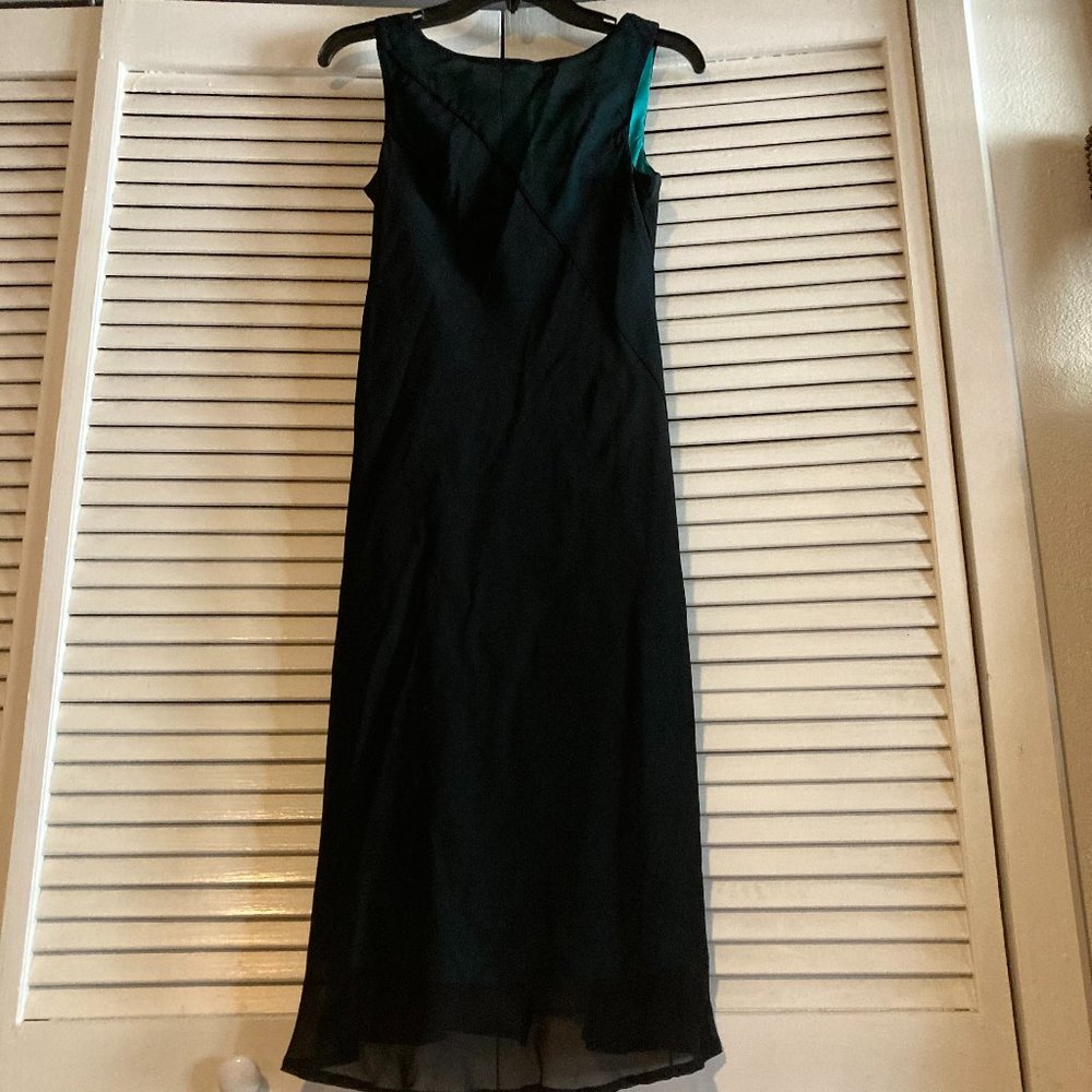 Midi Black Dress with Teal Liner
